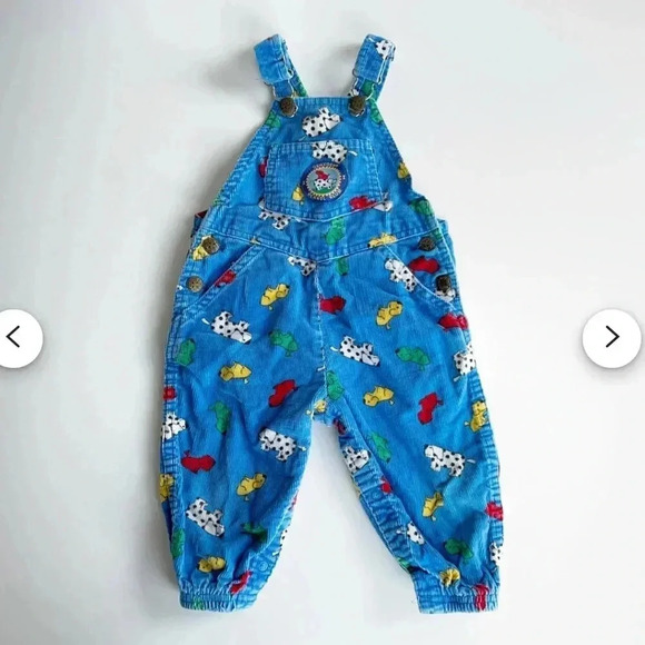 VINTAGE OSHKOSH BGOSH RIBBED PUPPY KENNEL OVERALLS SIZE 12 months - Picture 1 of 13